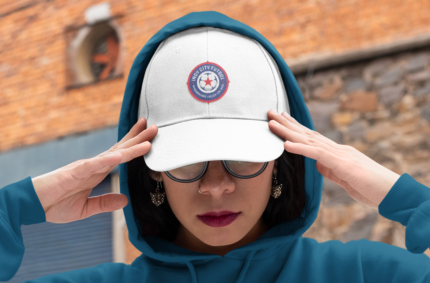 Indy City Futbol hat and hoodie 