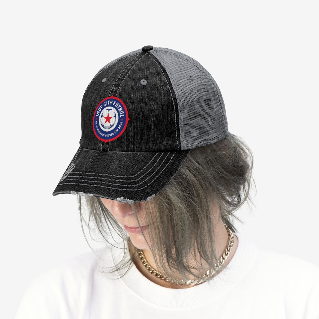 Indy City Futbol Badge Trucker Hat