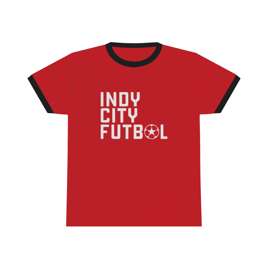 Indy City Futbol Wordmark Ringer Tee