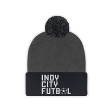 Load image into Gallery viewer, Indy City Futbol Wordmark Pom Beanie
