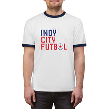 Load image into Gallery viewer, Indy City Futbol Wordmark Ringer Tee
