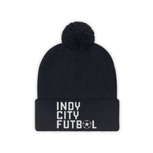 Load image into Gallery viewer, Indy City Futbol Wordmark Pom Beanie
