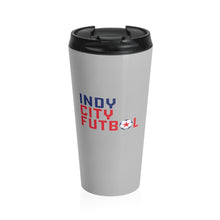 Load image into Gallery viewer, Indy City Futbol Wordmark Steel Travel Mug
